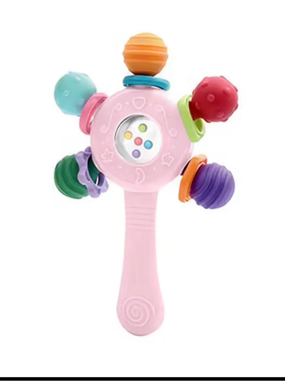 Baby Rattle Teether Toy - Pink Multi-Color Sensory Rattle - Picture 1 of 4
